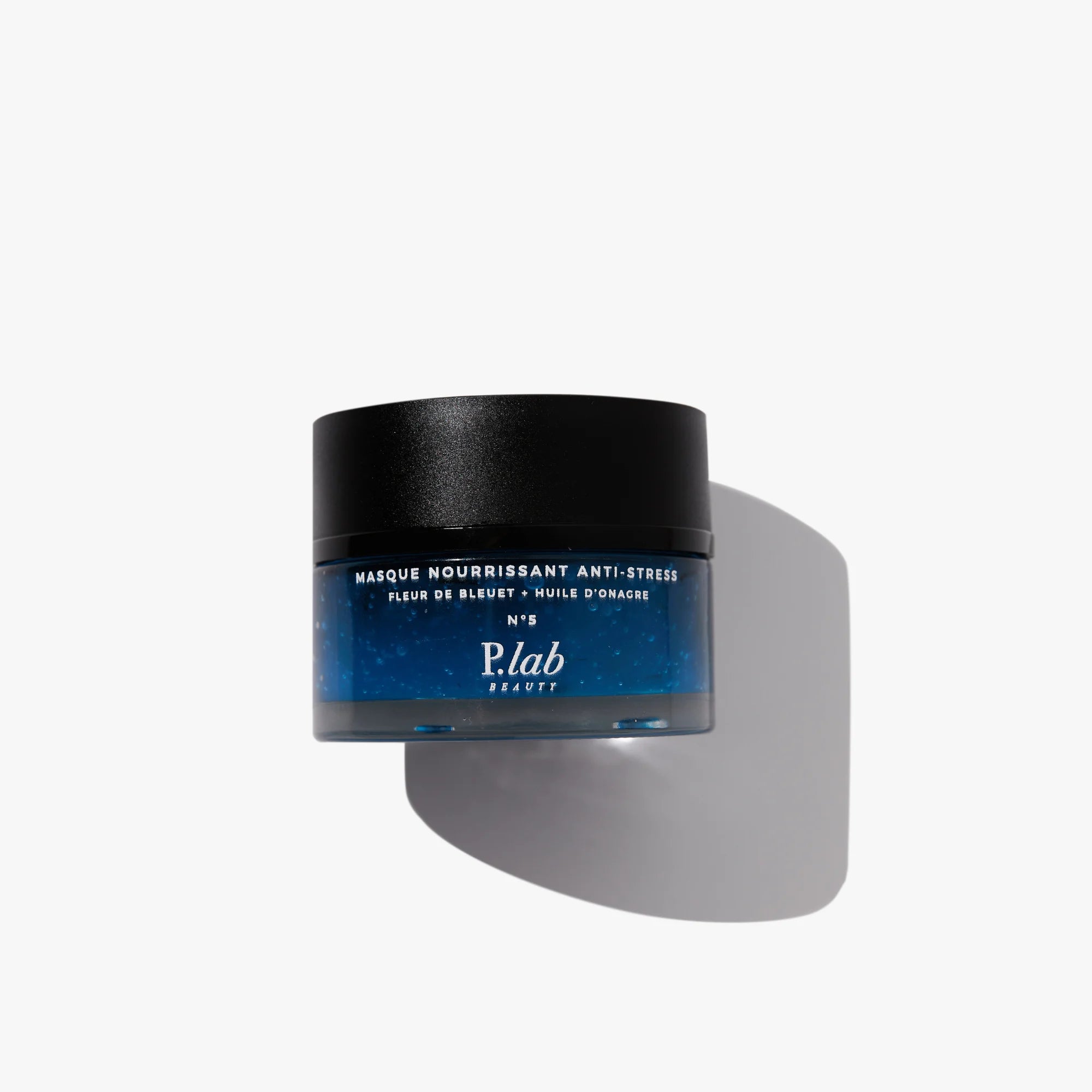masque visage bleu fond blanc