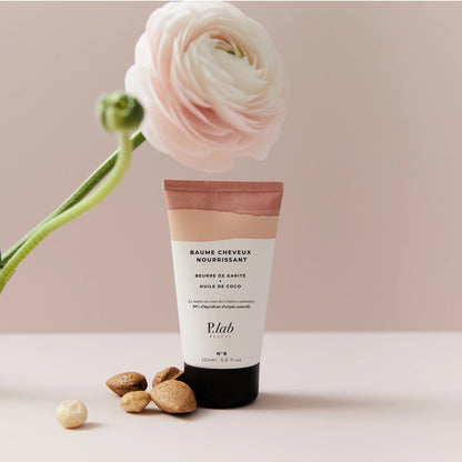 masque pour cheveux amandes fond rose et fleur