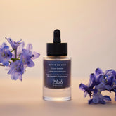 élixir de nuit bleu fond rose / violet et fleurs bleues