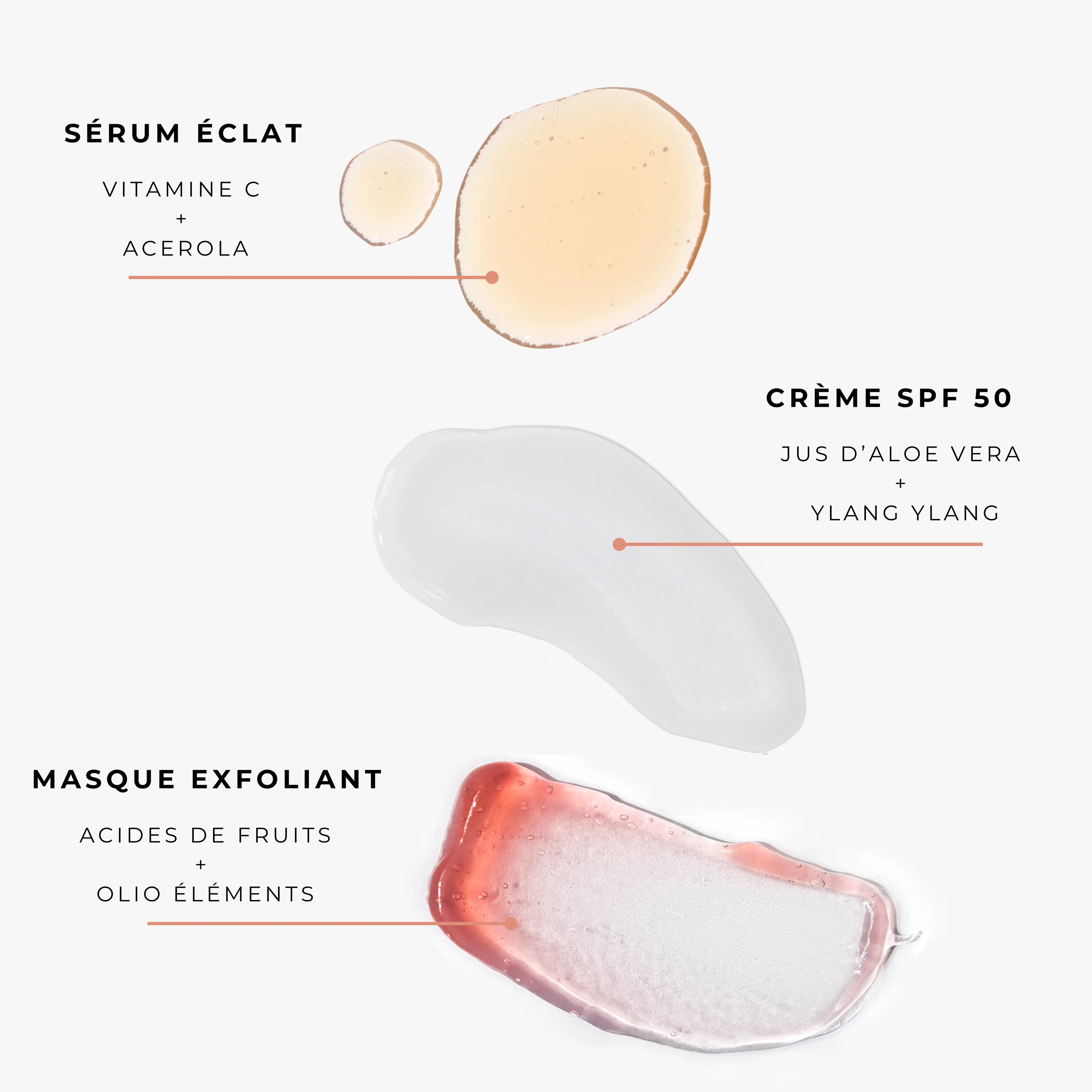 textures produits fond blanc et bienfaits