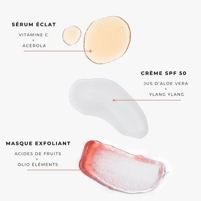 textures produits fond blanc et bienfaits
